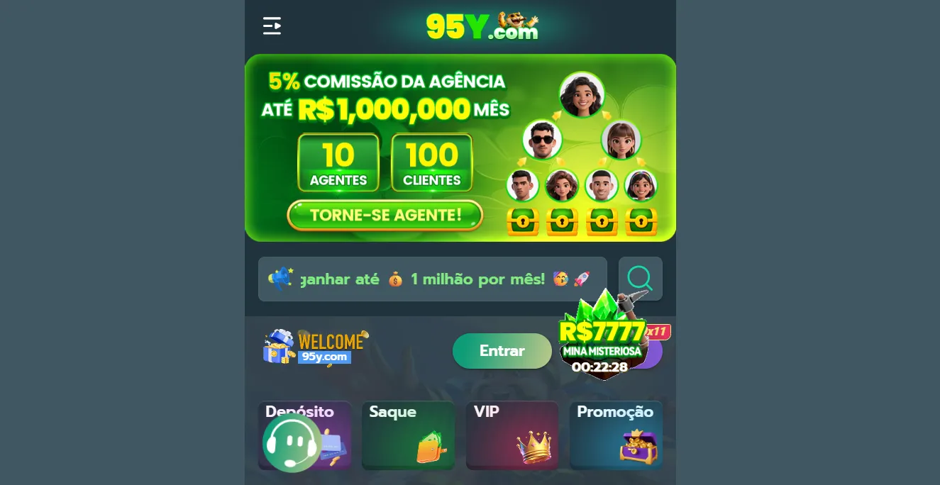 Entrar 95y e fazer depósitos